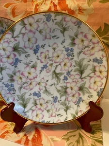 Two English Chintz Gold Trim 8” Plates - Picture 1 of 10
