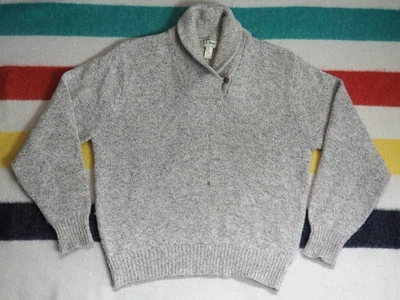 Suéter Pullover Cuello Chal Pescador Lana Beige Avena Frijol Años 70 80 LL De Colección L Foto 1 de 4