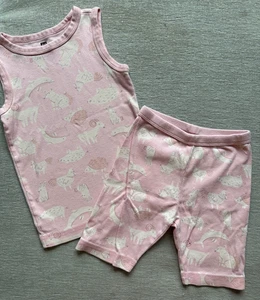 Tea Collection Sleeveless Cotton Pajamas SIZE 6 Summer PJs Pink animals - Picture 1 of 2