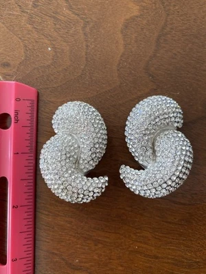 Pendientes Jarin Vintage Plata Cristal Transparente Estrás Clip Desfile Bling  Foto 1 de 3