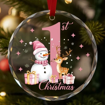 Babys First Christmas Ornament 2025 Girl - Babys 1st Christmas Sparkling Cryst - Bild 1 von 4