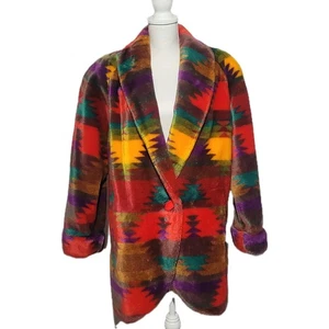 Abrigo Colección Peluche DonnyBrook Regal De Colección Talla M Años 80 Vibrante Piel Sintética Estampado Azteca - Imagen 1 de 12