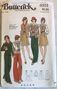 Vtg Butterick 1970s Uncut Sewing Pattern 3351 Jacket, Vest, Skirt, Pants Size 16 - Picture 1 of 2
