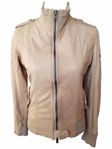 Timberland Women's Full Zip leather Jacket, Sand, X-Small - Picture 1 of 4