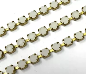 Cadena de diamantes de imitación Swarovski 2,5 mm alabastro blanco 2 pies latón - Imagen 1 de 1