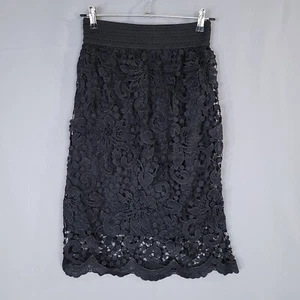 Women's Pull On Skirt Straight & Pencil Midi Elastic Waist Lined Black Size M/L - Picture 1 of 10