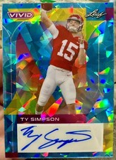 2023 Leaf Vivid Ty Simpson Teal Crystal Auto 1/1 Alabama Rookie Cracked Ice True