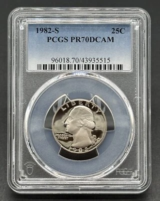 Stunning American 1982-S 25C Graded Washington Quarter Proof Coin PCGS PR70DCAM - Image 1 of 2