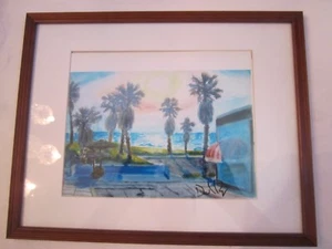 2 ORIGINAL AQUARELLE GEMÄLDE - SIGNIERT - OZEANSZENEN - UNBEKANNTER KÜNSTLER - GERAHMT - Bild 1 von 6