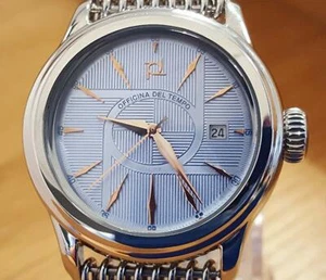Reloj analógico de acero con cara azul Officina Del Tempo Revolution italiano para hombre y mujer - Imagen 1 de 12