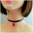 Korean Vevlet&Puleather Choker Necklace With Rectangle Pendant-Choose Of Design