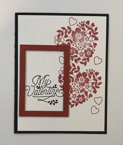 Card Set Of 4 Stampin Up Valentine's Day Hearts And Flowers, Window - Picture 1 of 2