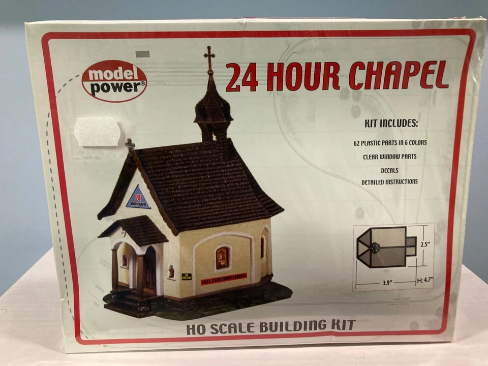 H O train/Slotcar Plastic Model Building Kit, 24 Hour Chapel by Model Power, New - Image 1 of 1