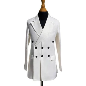 Fashion Men's Solid White Blazer Multi Buttons Jacket for Wedding Business Party - Picture 1 of 18
