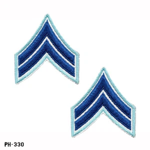Corporal Chevron Sleeve Rank Patches, Pair ~ Blue / White / Lt Blue ~ NEW Gemsco - Picture 1 of 1