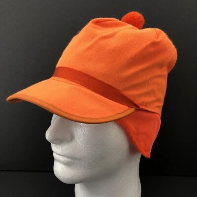 "Sombrero de caza trampero con solapa de oreja naranja brillante de colección 21,5"" gorra de ala aislada" Foto 1 de 4