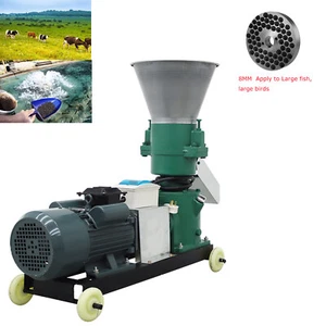 2-head Rollers 220V 150kg/h Animal Feed Pellet Mill Machine with 8MM Plate 3KW - Picture 1 of 24