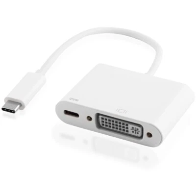 Adapter Kabel USB-C Stecker auf DVI-I 24+5 Dual-Link & USB-C Buchse Kupplung - Bild 1 von 2