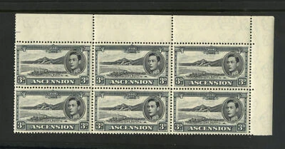 M1719 Ascension 1940 SG42a - 3d black & grey in a top right corner block of 6. - Изображение 1 из 2