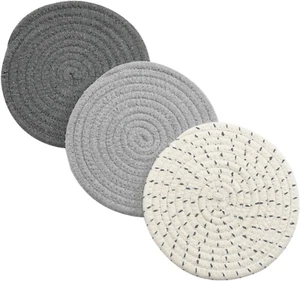 Potholders Set Trivets Set 100% Pure Cotton Thread Weave Hot Pot Holders Set (Se - Picture 1 of 12