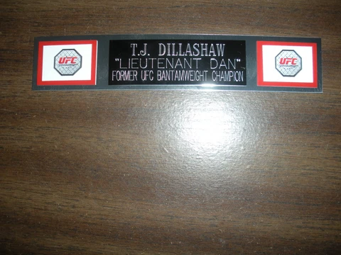 T.J. DILLASHAW (UFC) NAMEPLATE FOR SIGNED TRUNKS DISPLAY/PHOTO/PLAQUE Cover