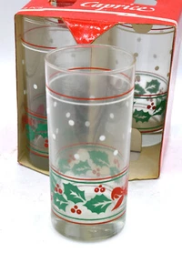 Caprice Holly Berry Bow High Ball Glass Barware Christmas Vintage Festive Set 7 - Picture 1 of 3