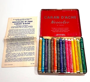Vintage CARAN D'ACHE NEOCOLOR Water-Soluble 15 Colors Pastel CRAYON CHALKS #7000 - Picture 1 of 8
