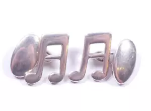 Nota musical de plata esterlina 925 con gemelos 12 g - Imagen 1 de 4