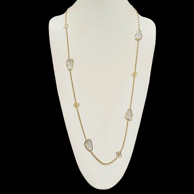 Collar Estación Kendra Scott Kinley Gris Pizarra Ojo de Gato Logo Cadena Larga Foto 1 de 4