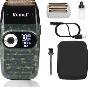 Afeitadora eléctrica inalámbrica Kemei KM-2027 lámina de titanio dorada pantalla LCD barbero - Imagen 1 de 11