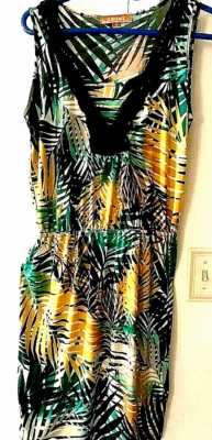 VESTIDO TROPICAL SIN MANGAS~NUNCA USADO~ETIQUETAS ELLEN TRACY~¡NUEVO! Foto 1 de 3