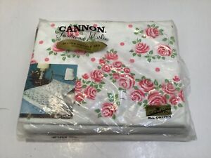 Vintage NOS Cannon Fashion Muslin Rose Dream Double Bed Flat Sheet USA Made