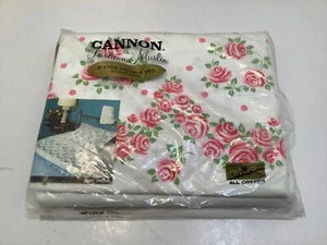 Vintage NOS Cannon Fashion Muslin Rose Dream Double Bed Flat Sheet USA Made - Picture 1 of 4