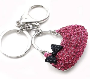 Cinta Negra Bolso de Mano Cartera Llavero Dije Coche Accesorio Rosa Estrás - Imagen 1 de 1