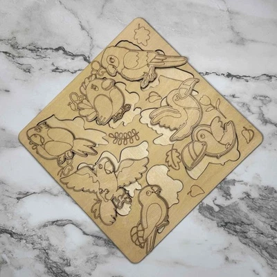 Wooden Bird Puzzle Toy for Toddlers – Montessori Learning Game 9.5x9.5 - Image 1 of 4