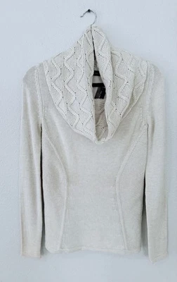 Новый ограниченный женщин XS свитер капот шеи кабель вязаный пуловер кремовый белый новый с Ярлыками - Изображение 1 из 4