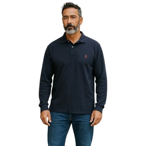Polo Ralph Lauren Shirt Mens 3XLT Tall Blue Long Sleeve Cotton Pony Preppy - Picture 1 of 6