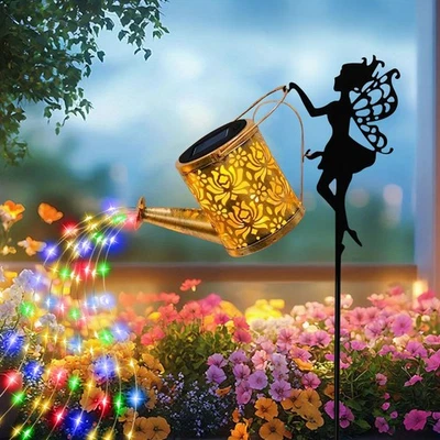 Solar Watering Waterproof Can Colorful Light Kettle Outdoor Yard Art Lamp Decor - Image 1 of 4