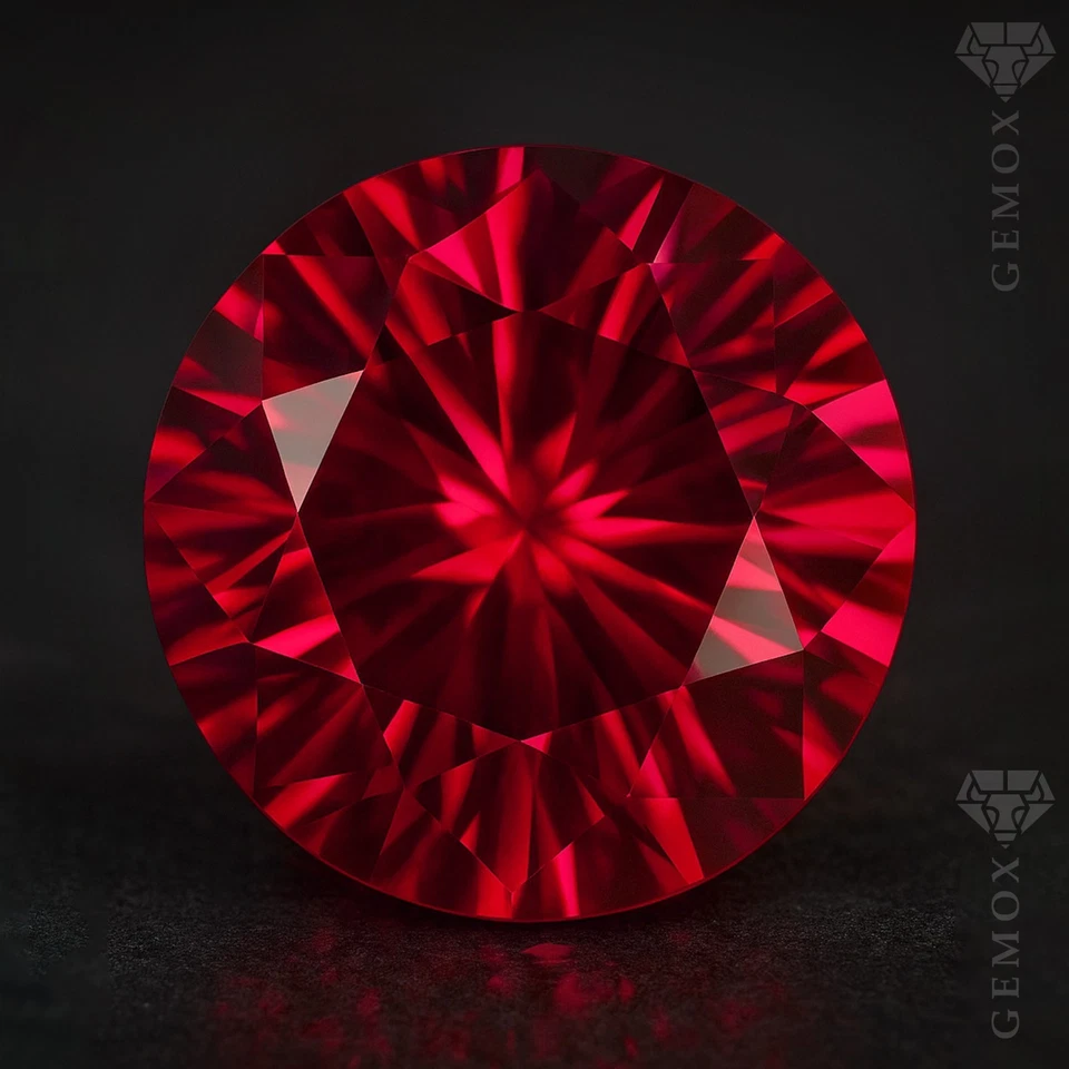 Ruby Loose Gemstone Genuine Lab-Grown Faceted Round Cut Raspberry Red Stone EU - Image 1 of 4