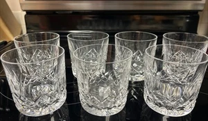 Set 7 Waterford LISMORE Crystal OLD FASHIONED Tumblers Glasses 3¼" MINT 8oz - Picture 1 of 4
