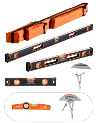 VEVOR Juego de Básculas de Agua Torpedo 4 Piezas Herramienta de Medición con Libélula 120/60/40/25cm - Imagen 1 de 4