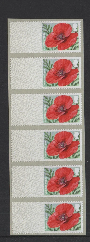 POPPY  Ma15  2015   BLANK  STRIP  of  6   POST GO  SUPERB  -  RARE - Image 1 of 1