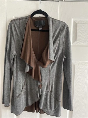 Yansi Fugel Womens Medium Gray Brown Cardigan Sweater Reversible - Image 1 of 4