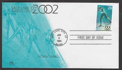 #2810 29c 1994 Winter Olympics-  Cross-Country Skiing-Americas Choice 2002-  FDC - Image 1 of 2