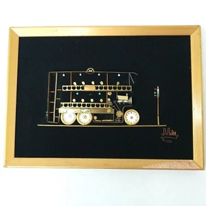 Steam Punk Metal Collage Double Decker Bus Clock Framed Spain Signed - Picture 1 of 7