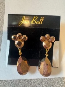 Jim Ball Rose Gold Crystal Earrings NWOT 1 1/2 inches - Picture 1 of 1