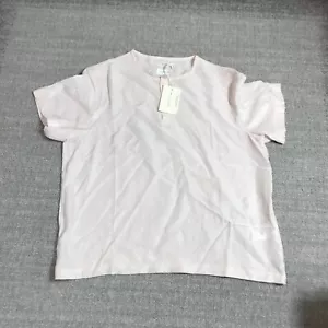 New Gant Shirt Womens Medium Henley Rugger Silk Pink Short Sleeve Blouse Top - Picture 1 of 14