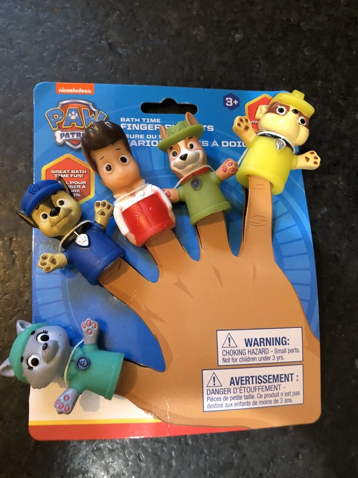 Nickelodeon Paw Patrol Finger Puppets Set of 5 Bath Fun Toy Play Ages 3