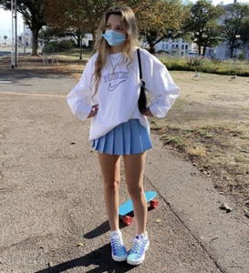 Blue Trendy Tiktok High Waisted Tennis Skirt - Picture 1 of 5