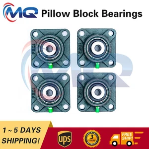 Set of 4 New UCF201-8 Pillow Block Flange Bearing 1/2" Bore 4 Bolt Solid Base - Picture 1 of 6